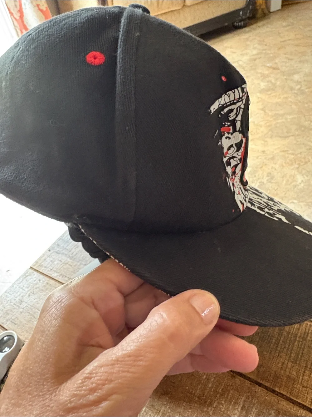 Kids Embroidered Youth 54-57cm Black & Red Mickey Print Baseball Cap